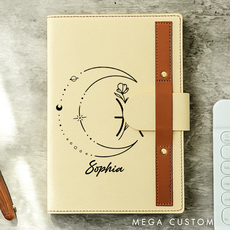 Personalized Zodiac Sign Custom Journal Birthday Gift With Name Month Zodiac Gift Journal Notebook Astrology Gift
