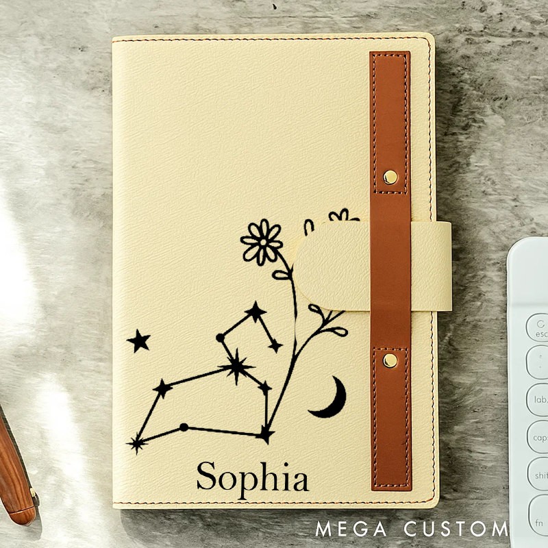 Personalized Zodiac Sign Custom Journal Birthday Gift With Name Month Zodiac Gift Journal Notebook Astrology Gift