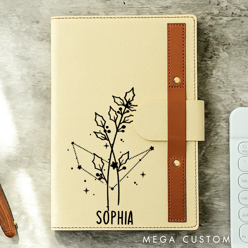 Personalized Zodiac Sign Custom Journal Birthday Gift With Name Month Zodiac Gift Journal Notebook Astrology Gift