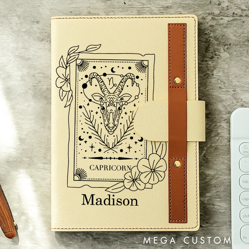 Personalized Zodiac Journal Astrology Hard Cover Soft Touch Matte Notebook Diary Celestial Unique Gift Ideas Star Sign