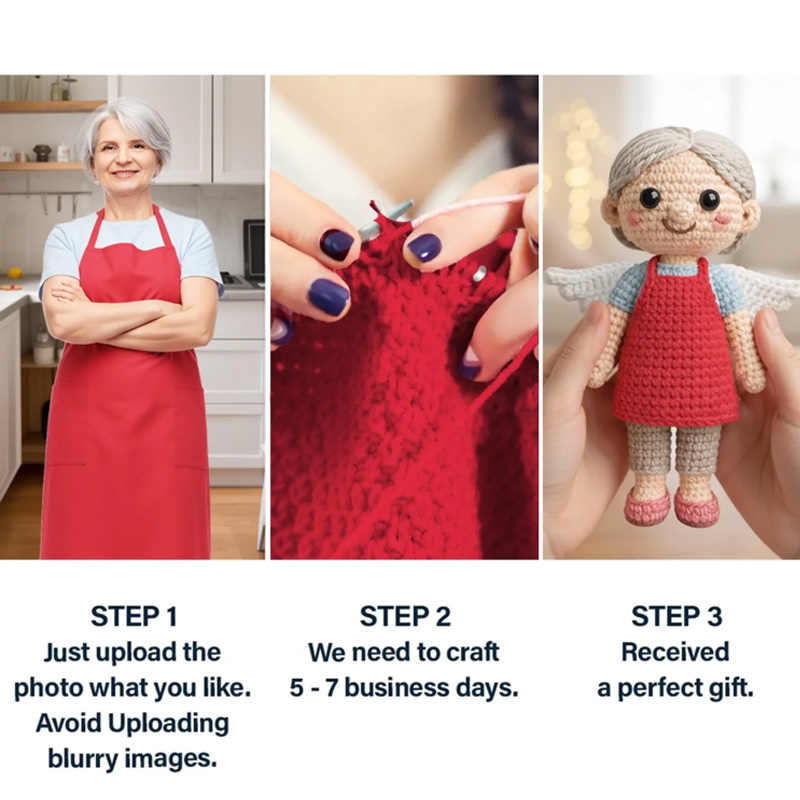 Personalized Photo Crochet Ornament Christmas Memorial Sympathy Gifts for Loss of Mom Forever Our Guardian Angel