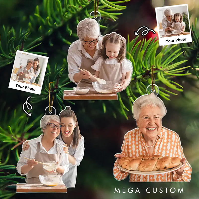 Personalized Acrylic Photo Christmas Ornament Photo Baking Lovers Ornament Christmas Tree Car Pendant for Baking Lover Gift