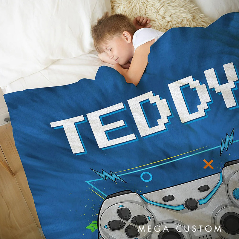 Personalized Multicolor Tie Dye Gamepad Blanket Flannel Blanket Gaming Blanket with Name for Game Lovers Gamer