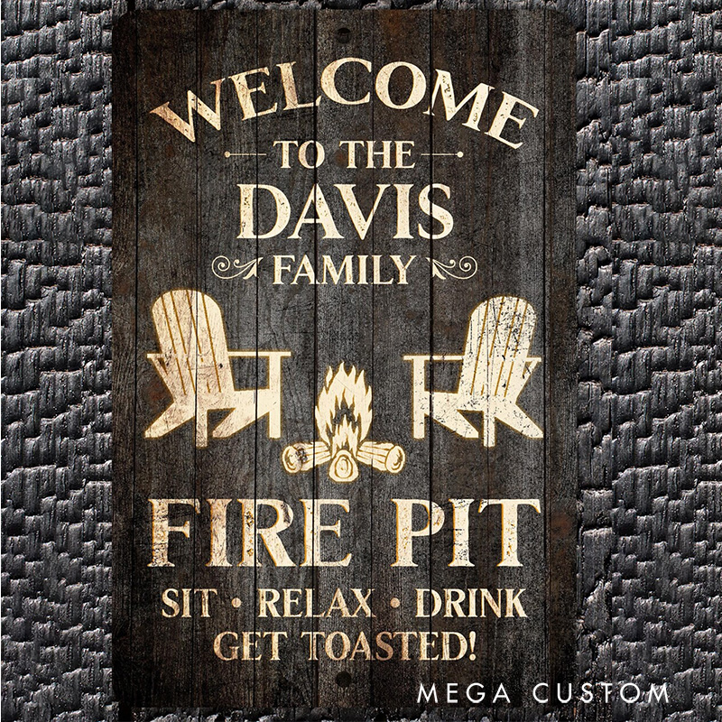 Personalized Fire Pit Sign Custom Family Name Sign Camping Warning Sign Funny Camping Sign Gift for Outdoor Enthusiasts