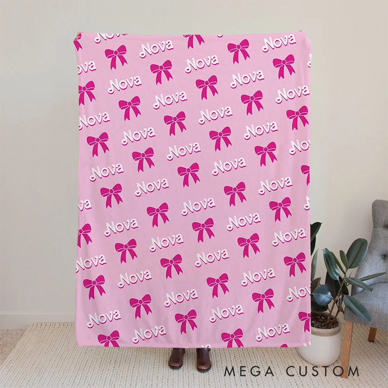 Personalized Soft Pink Doll Inspired Fashion Blanket Flannel Blanket Movie Blanket with Name for Film Fan