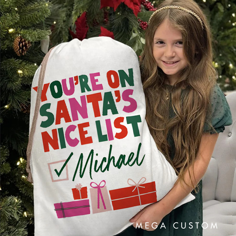 Personalized Santa's Nice List Oversized Gift Bag