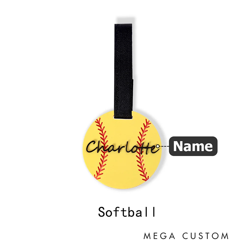 Personalized 3D Printed Softball Basketball Sports Luggage Bag Tag with Name 