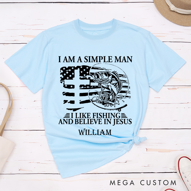 Personalized a Fisher of Men Classic T-Shirt with Name Cotton Shirt Religious Gift Faith Gift for Christians