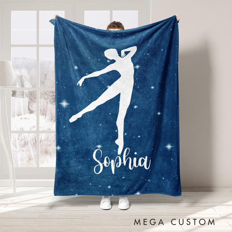Personalized Starry Ballerina Blanket Flannel Blanket Ballet Lover Blanket with Name for Dance Lovers Dancer
