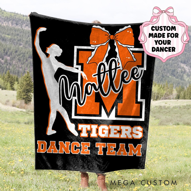 Personalized Dance Team Studio Blanket Flannel Blanket Ballet Lover Blanket with Name for Dance Lovers Dancer