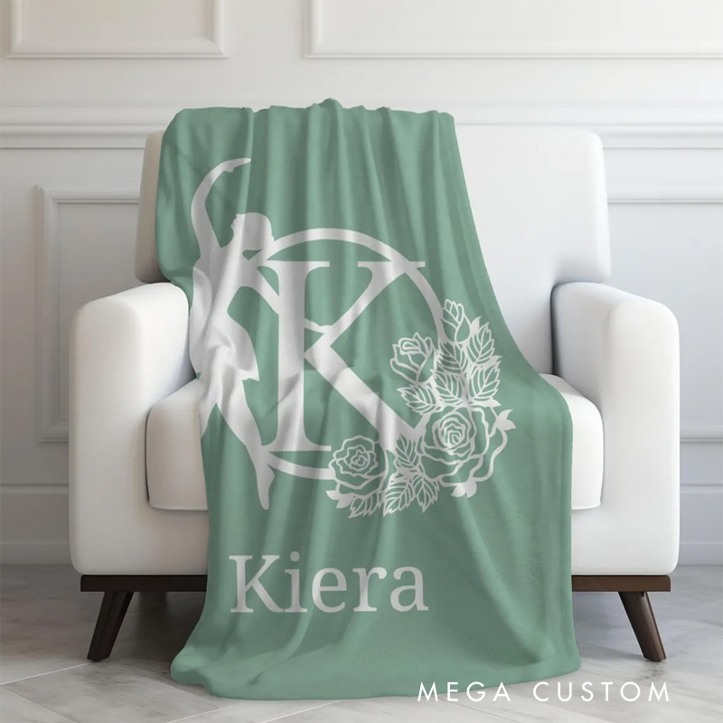Personalized Floral Ballerina Blanket Flannel Blanket Ballet Lover Blanket with Name for Dance Lovers Dancer