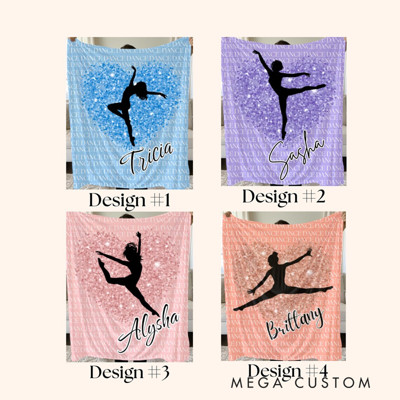 Personalized Ballet Enthusiasts Gliiter Style Blanket Flannel Blanket Ballet Lover Blanket with Name for Dance Lovers Dancer
