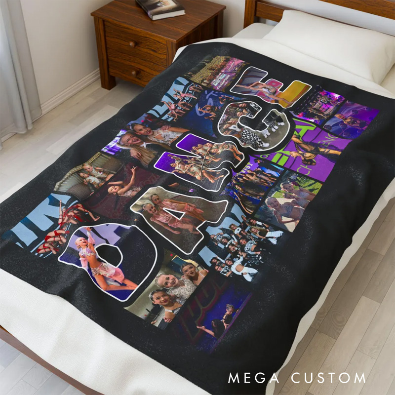 Personalized Dance Collage Photo Blanket Flannel Blanket Ballet Lover Blanket with Name for Dance Lovers Dancer