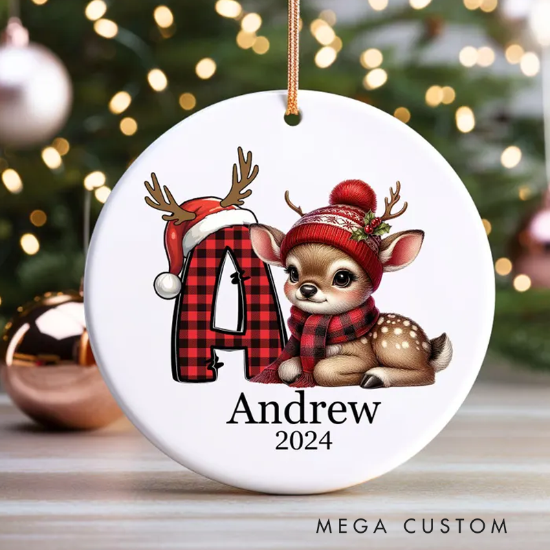Personalized Initial Ornament Custom Letter Ornament Reindeer Ornament Personalized Christmas Ornament 2025