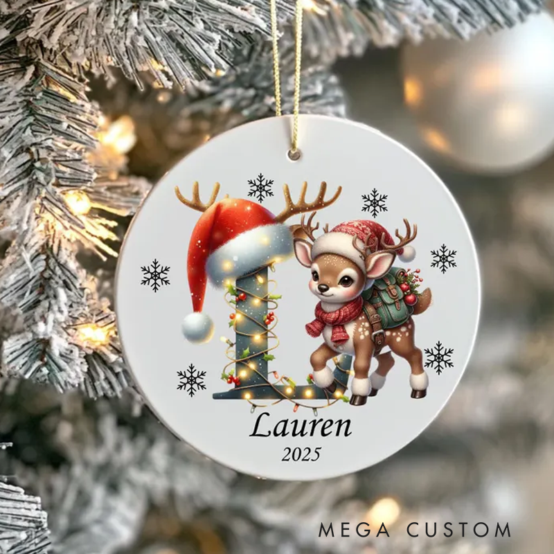 Personalized Initial Ornament Custom Letter Ornament Reindeer Ornament Personalized Christmas Ornament 