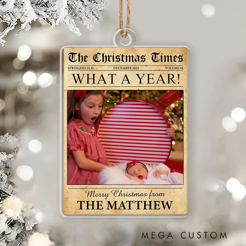 Personalized Photo Magazine Cover Holiday Ornament Unique Xmas Tree Decoration Gift Newspaper Ornament