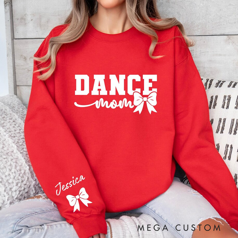 Personalized Bow Dance Mom Classic Sweatshirt Horror Film Crewneck Dance Lover Shirt for Dance Team