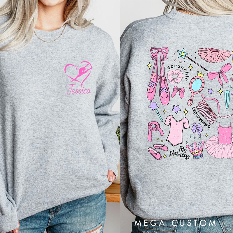 Personalized Heart and Dance Classic Sweatshirt Horror Film Crewneck Dance Lover Shirt for Dance Team