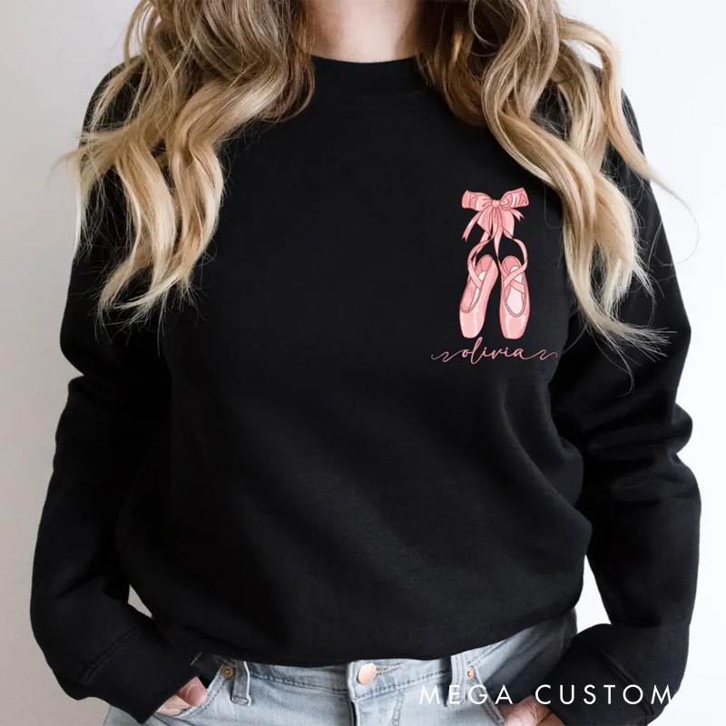 Personalized Pink Ballet Dance Shoes Classic Sweatshirt Horror Film Crewneck Dance Lover Shirt for Dance Team