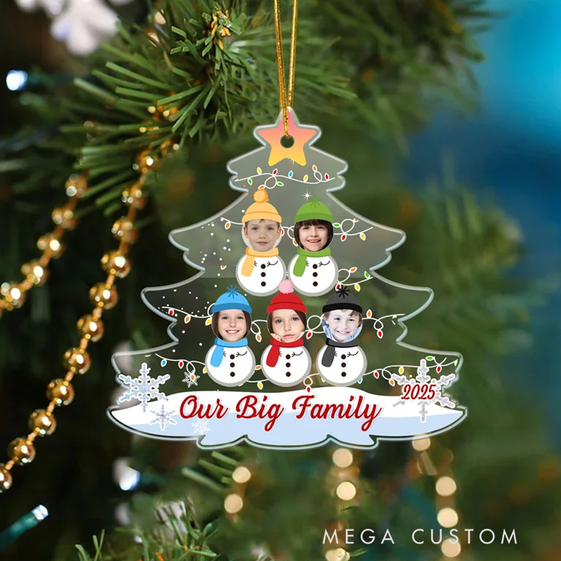 Personalized Face Photo Snowman Christmas Tree Shape Acrylic Ornament Home Decoration Christmas Gift