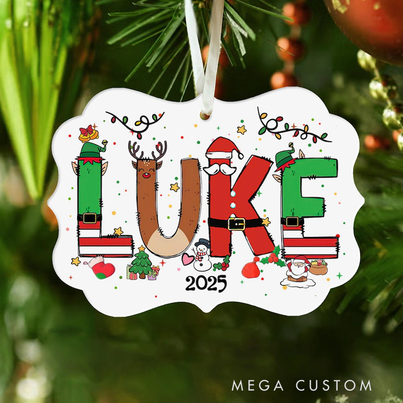 Personalized Christmas Ceramic Ornament Alphabet Ornament