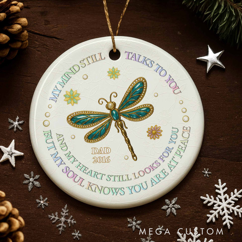 Personalized Christmas Ornament My Mind Still Talks To You Butterflies And Flowers Memorial Ornament Bereavement Gifts