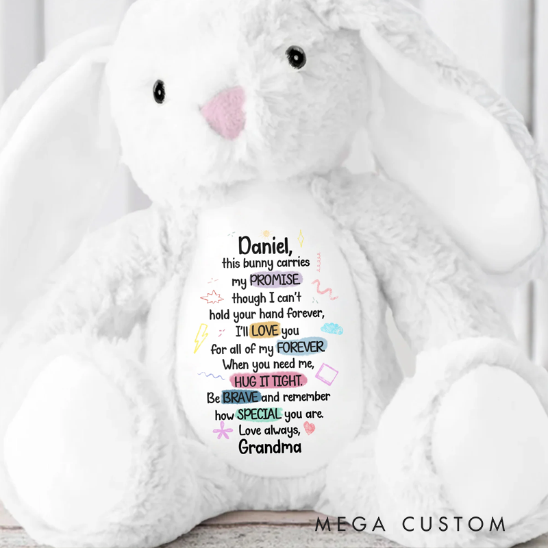 Personalized This Bunny Carries My Promise Love You Forever Stuffed Bunny Gift for Grandchildren