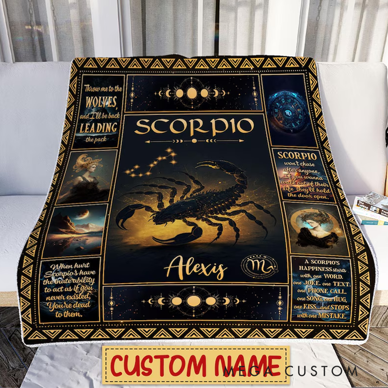 Personalized Scorpio Blanket Horoscope Astrology Blanket for Scorpio Custom Name Constellations Quilt Tarot Zodiac Sign Birthday Gifts