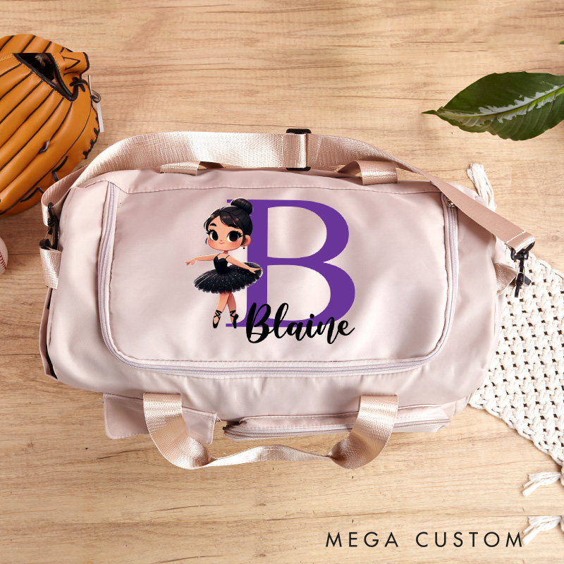 Personalized Cartoon Swan Lake Ballet Girl Stars Waterproof Large Travel Duffle Bag Dance Bag with Shoe Compartment and Shoulder Strap for Dance Lover