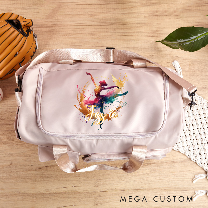 Personalized Ink Ballerina Street Dancer Waterproof Large Travel Duffle Bag Dance Bag with Shoe Compartment and Shoulder Strap for Dance Lover