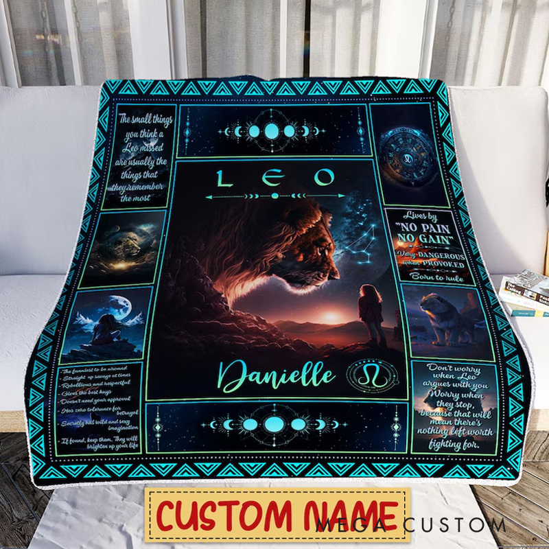 Personalized Zodiac Sign Leo Blanket Custom Name Constellations Quilt Tarot Horoscope Astrology Blanket for Leo Horoscope Lovers Blanket