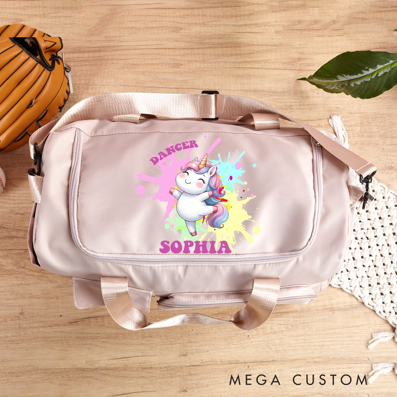 Personalized Cartoon Animal Dance Girl Stars Waterproof Large Travel Duffle Bag Dance Bag with Shoe Compartment and Shoulder Strap for Dance Lover