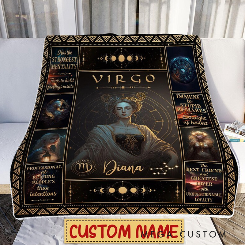 Personalized Zodiac Virgo Blanket Tarot Astrology Blanket for Virgo Custom Name Constellations Quilt Horoscope Birthday Blanket
