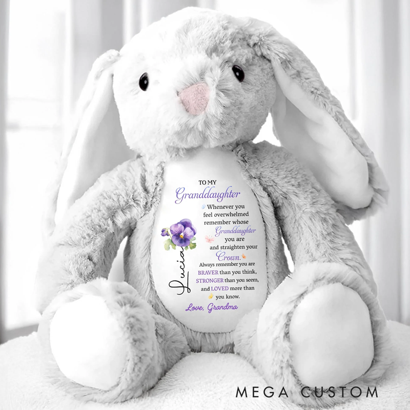 Personalized To My Granddaughter Whenever You Feel Overwhelmed Personalized Stuffed Bunny