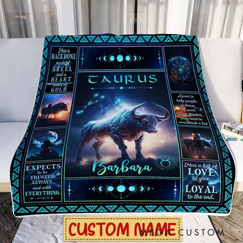 Personalized Zodiac Taurus Blanket Tarot Astrology Blanket for Taurus Custom Name Constellations Quilt Horoscope Birthday Gifts