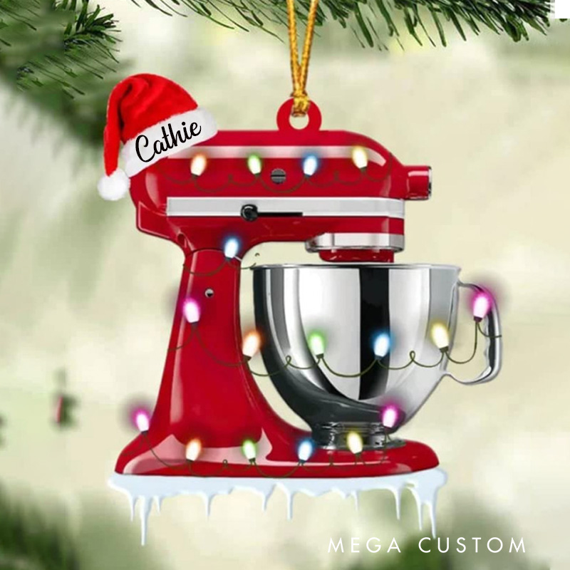 Personalized Baking Mixer Christmas Ornament Baking Lovers Xmas Tree Decoration with Name for Kitchen Enthusiasts for Baking Lover Gift