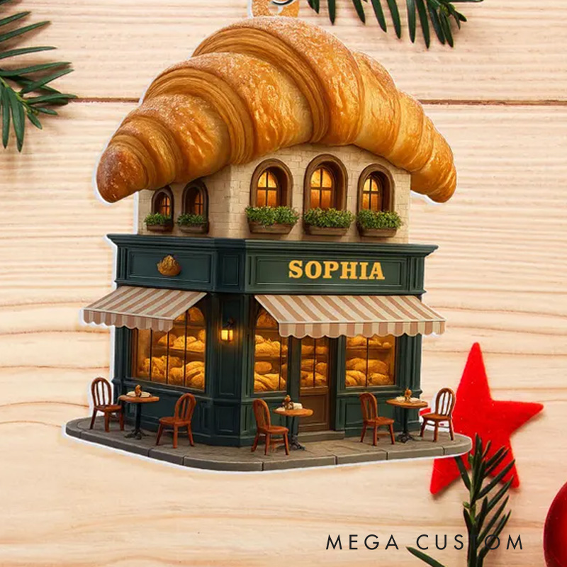 Personalized Bakery Christmas Ornament 2D Acrylic Baking Lover Ornament with Name Xmas Tree Decoration for Baking Lover Gift