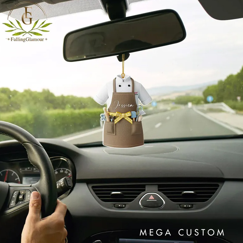 Personalized Baking Uniform Christmas Ornament 2D Acrylic Pastry Chef Ornament with Name Cookie Baking Ornament for Baking Lover Gift