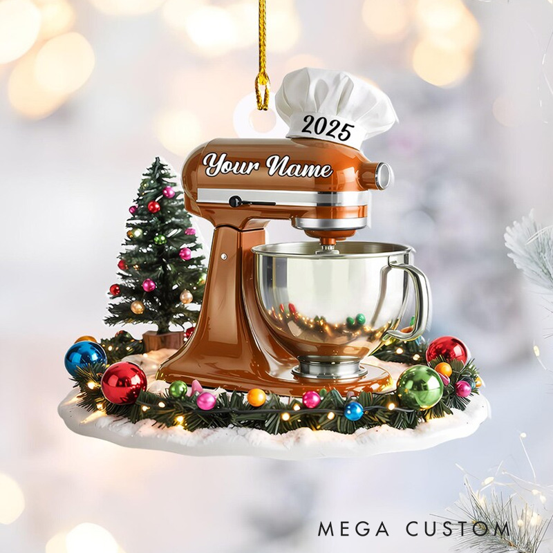 Personalized Baking Mixer Christmas Ornament 2025 Acrylic Kitchen Appliance Keepsake Holiday Tree Decor for Bakers and Pastry Lovers Baking Lover Gift