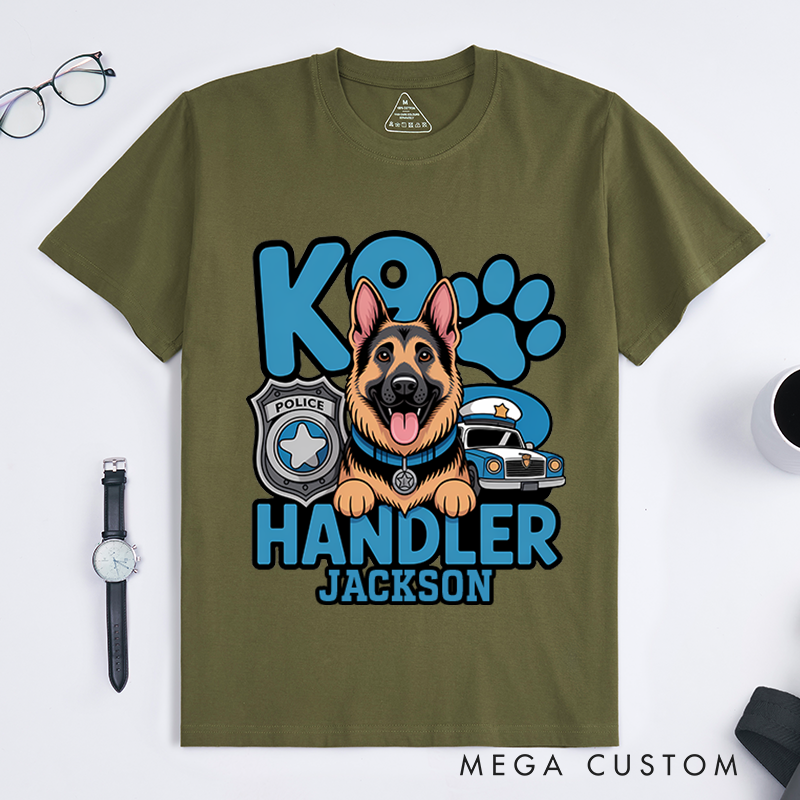 Personalized K9 Handler T-Shirt with Police Dog and Badge Design Gift for K9 Unit Officers