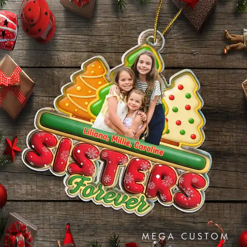 Personalized Photo Besties Friends Siblings Forever Shaped Acrylic Ornament