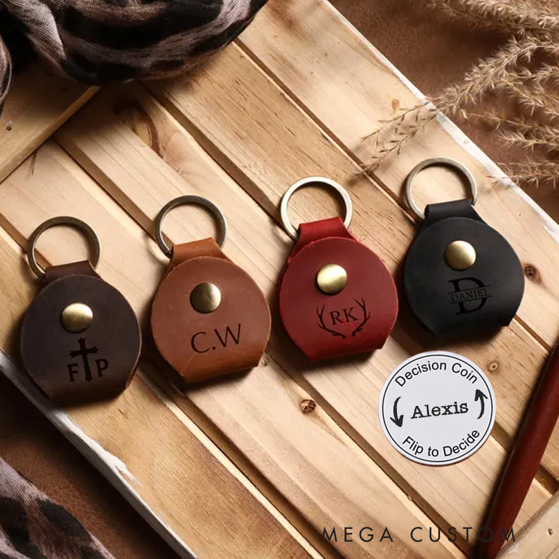 Personalized Leather Guitar Pick and Silver Commemorative Coins Custom Guitar Pick Key Fob Guitar Player Gift Case Guitar Pick Keychain