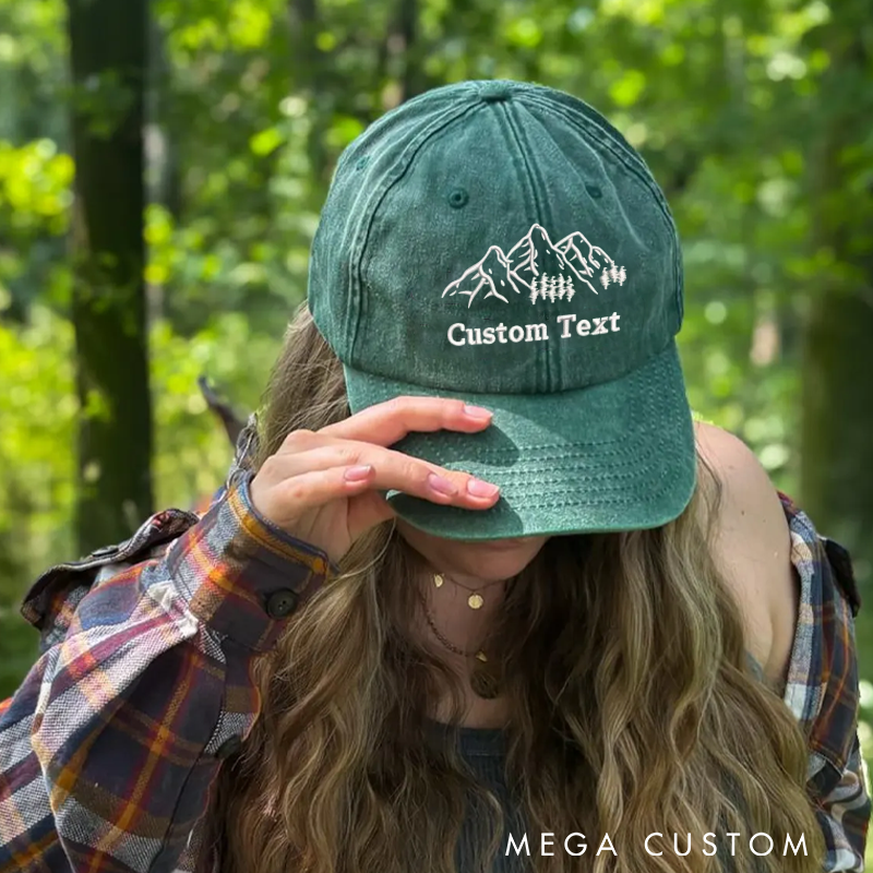 Personalized Mountain Hat Embroidered Baseball Cap Custom Hiking Hat Camping Cap for Outdoor Enthusiasts