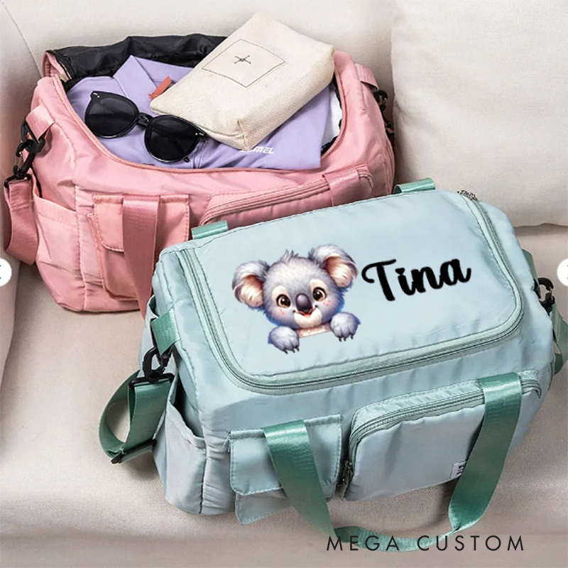 Personalized Cute Puppy Fantasy Unicorn Animal Name Travel Bag with Name and Shoulder Strap Sports Accessories Birthday Gift