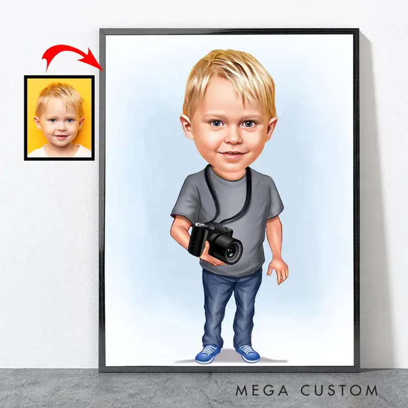 Personalized Cartoon Photographer Portrait Photographer Gift