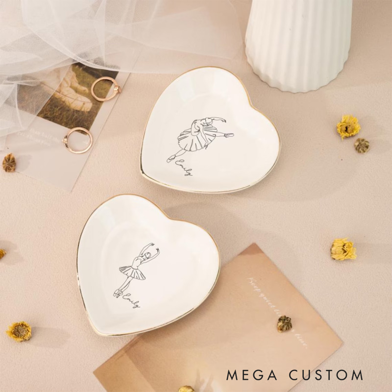 Personalized Ballet Jewelry Dish Dance Gift For Little Girls Dance Teacher Recital Gifts Ballet Dancer Trinket Tray Dance Team Ring Holder