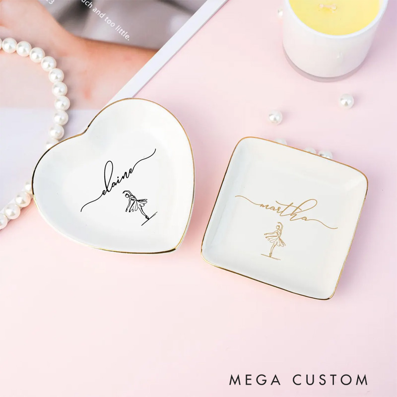Personalized Ballet Girl Jewelry Dish Dance Gift For Little Girls Dance Teacher Recital Gifts Ballet Dancer Trinket Tray Dance Team Ring Holder