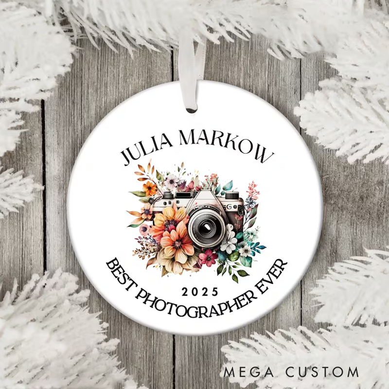Photographer Ornament Custom Photographer and Photography Lover Gift Photography Ornament Camera Floral Keepsake Christmas