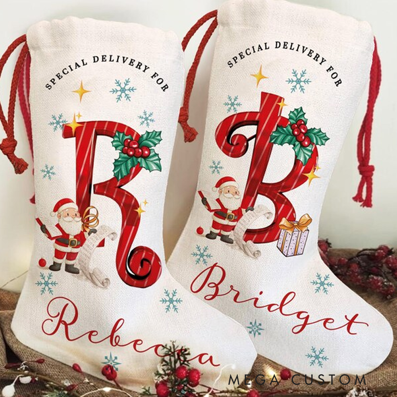 Personalized Christmas Santa Stocking Custom Christmas Stocking Special Delivery Kids Stocking for Christmas Personalized Christmas Family Stocking