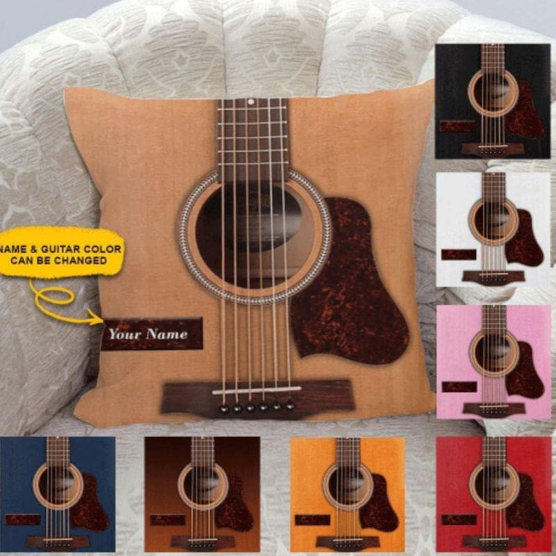 Personalized Name Custom Acoustic Electric Guitar Pillow Best Gift for Guitarist
